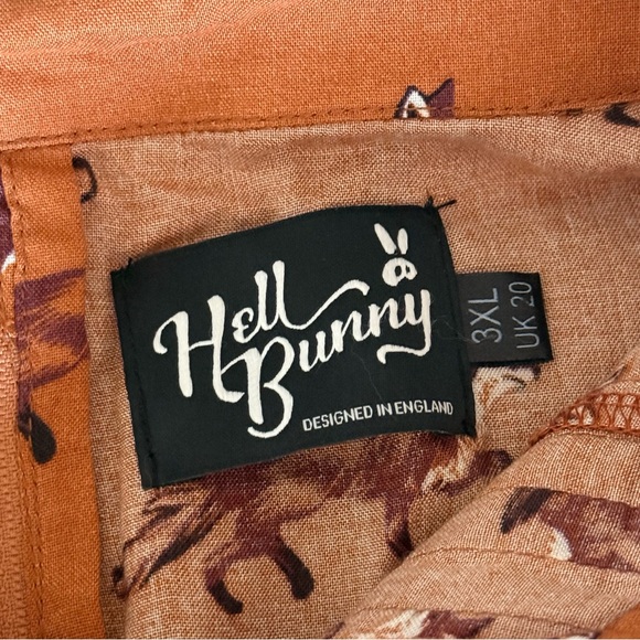 Hell Bunny Retro Dress Size 3XL Vixey Fox Print Pinup Rockabilly Hipster 1940s - Picture 10 of 16